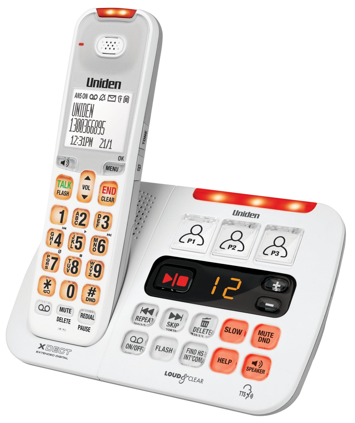 Uniden Visual & Hearing Impaired Cordless Phone - White