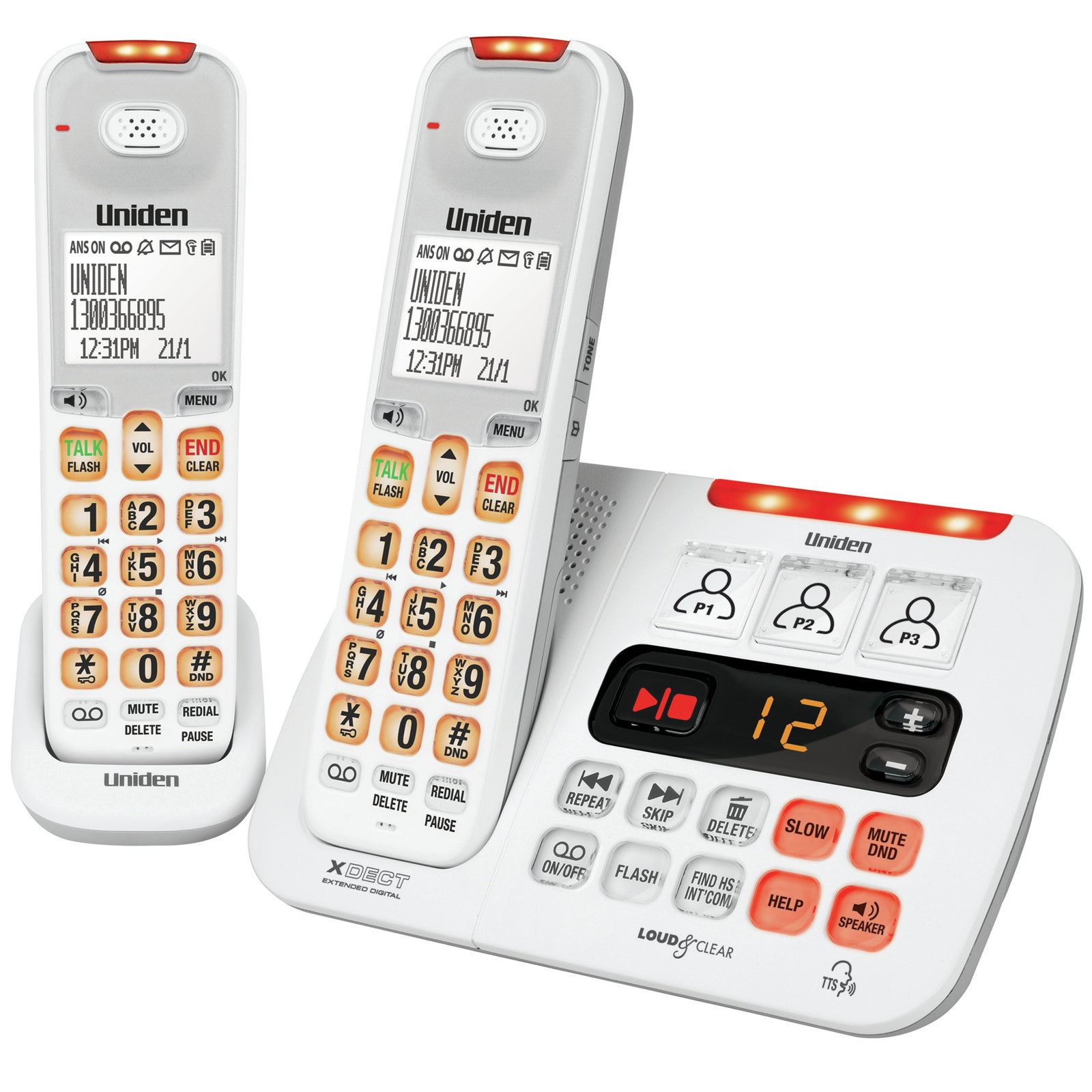 Uniden White SSE45+1WH Sight & Sound Enhanced Cordless Digital Phone System