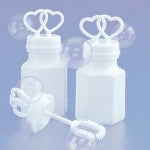 10 Pack of White Twin Hearts Lid Wedding Bubble Bottles Bomboniere Table Favour