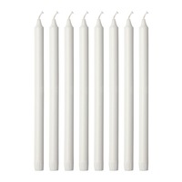 10 pack white wax 20cm taper candleabra candle
