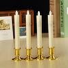 10 x Battery Taper Stick Candle - Natural Flame Light Colour - Gold Stand Base - 23cm
