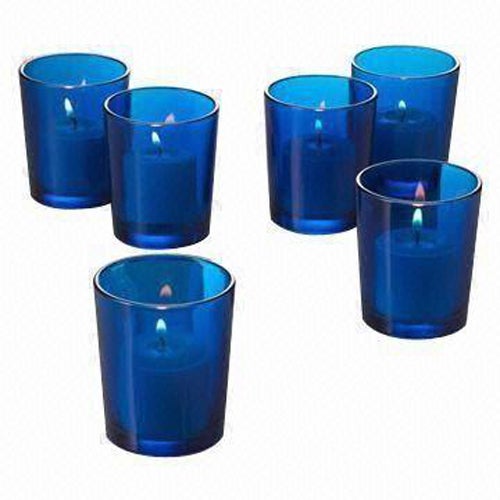 10 x Blue Glass Votive Tea Light Candle Holder