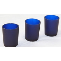 10 x Deep Blue Frosted Glass Votive Tea Light Candle Holder - Party Decoration