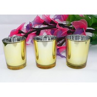 10 x Gold Glass Tealight Candle Holder - Golden Anniversary Party wedding Decoration