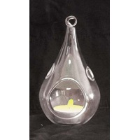10 x Hanging Clear Glass Tear Drop Pear Shape Tealight Holder -20cm - Terrarium Succulents Decoration