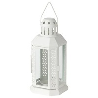 10 x White Metal Miners Lantern - Hang or Stand - 21cm tall - BULK