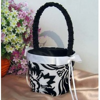 Black White Fluer Wedding Girl Isle Flower Basket White