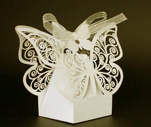 Ivory Butterfly wedding bomboniere Box 10 pack