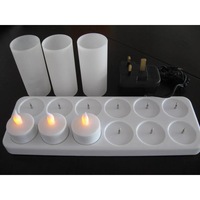 Rechargeable LED Warm White Candles -set of 12 tealight - long lasting party light