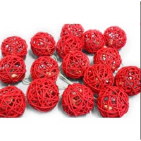 Red Cane Rattan Ball Fairy Night Party Light - Mains AUS Plug Power