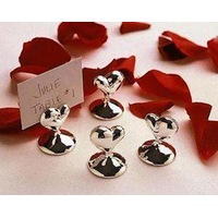10 Pack of Silver HEART Wedding Bomboniere Name Place Card Stand