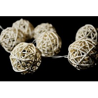 White Cane Rattan Ball Fairy Night Party Light - Mains AUS Plug Power
