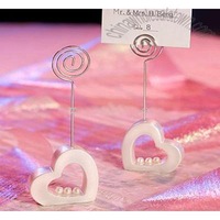 10 Pack of White Heart Wedding Bomboniere Name Place Card Stand