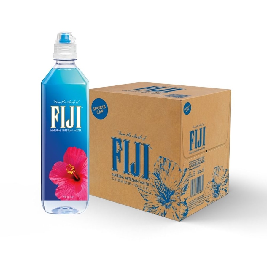 Fiji Water 700Ml Natural Artesian Water Sports Cap 12 Pack