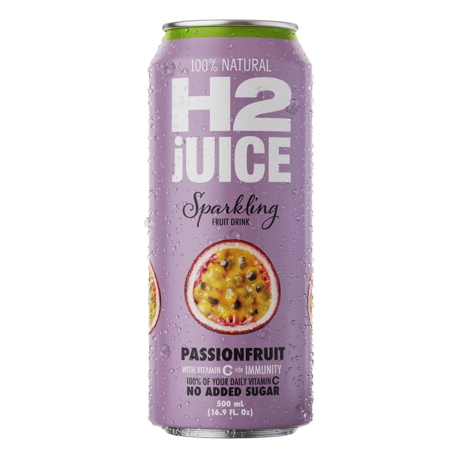 H2 Juice 500Ml Sparkling Fruit Drink Passionfruit 12 Pack