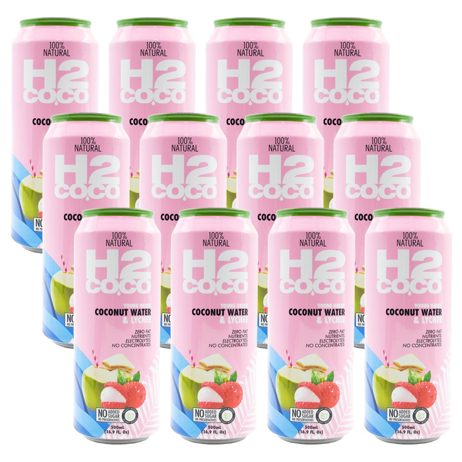 H2 Coco 500Ml Coconut Water & Lychee 12 Pack