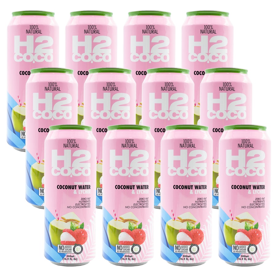 H2 Coco 500Ml Coconut Water & Lychee 12 Pack