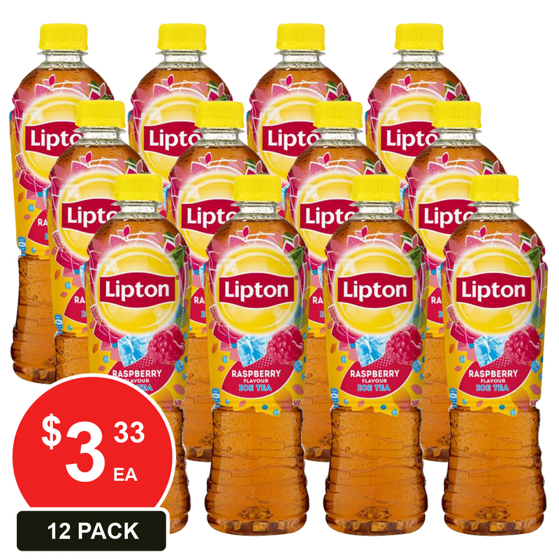 Lipton Ice Tea Raspberry Still Soft Drink 500ml, Pack of 12, 24