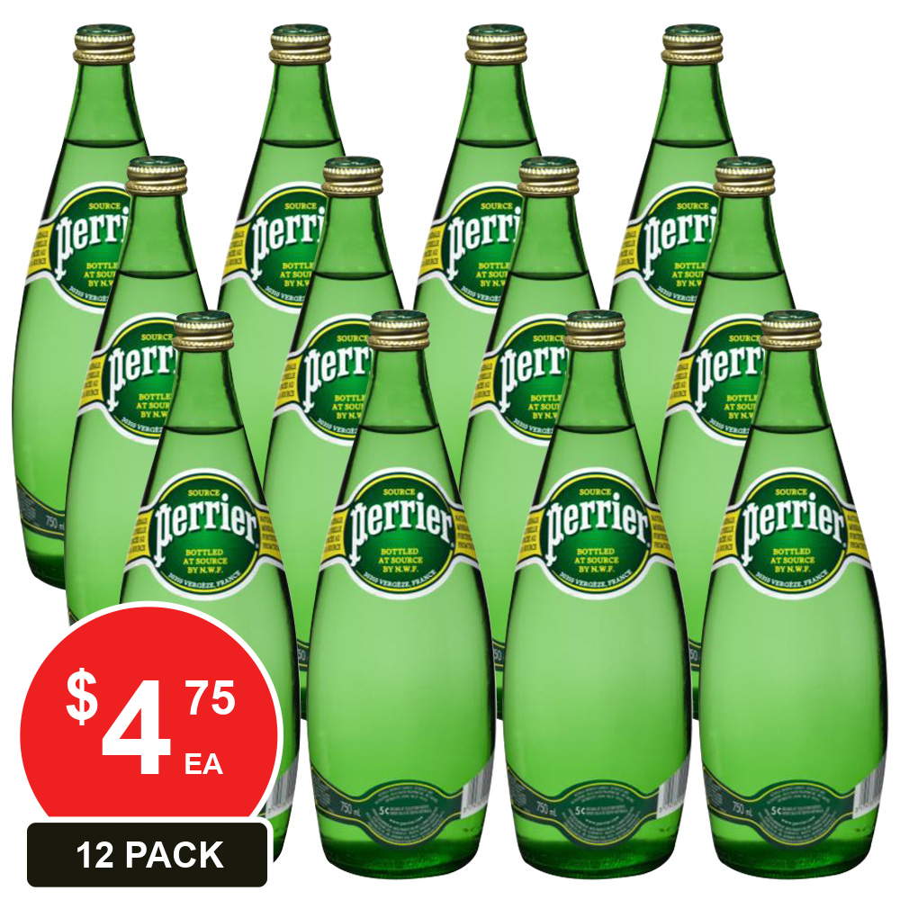 PERRIER 750ML SPARKLING MINERAL WATER 12 PACK