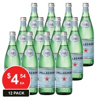 SAN PELLEGRINO 750mL NATURAL MINERAL WATER SPARKLING GLASS 12 PACK