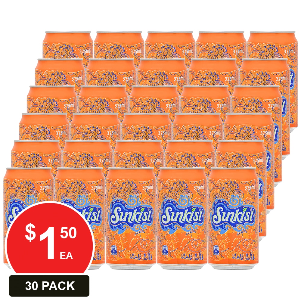 Buy SCHWEPPES 375ML SUNKIST CANS 30PK 30 PACK - MyDeal