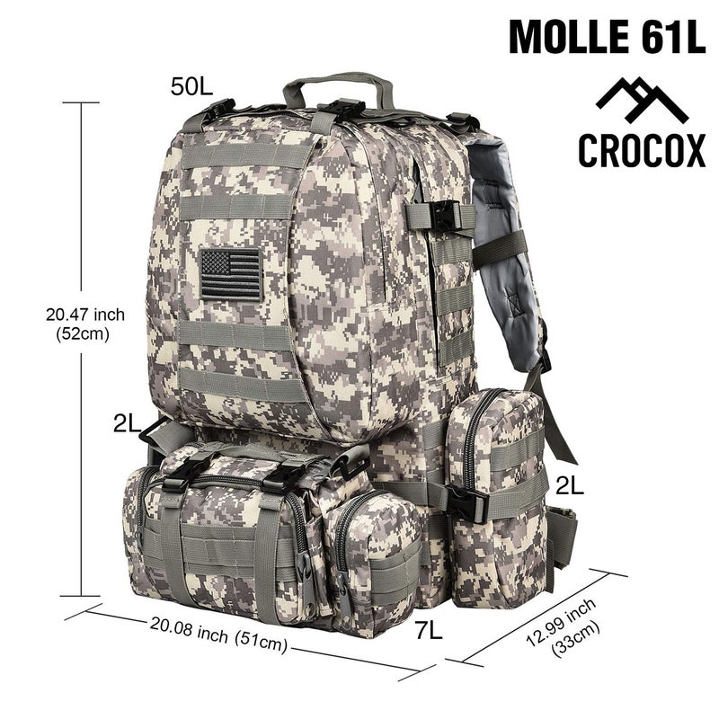 Buy Crocox MOLLE Tactical Backpack Bag Military Pouches Rucksack Canvas ...