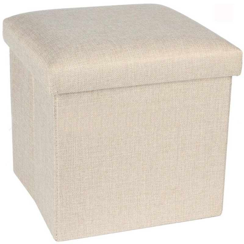 Buy Folding Ottoman Storage Cube Footstool Stool Blanket Box Pouf Faux
