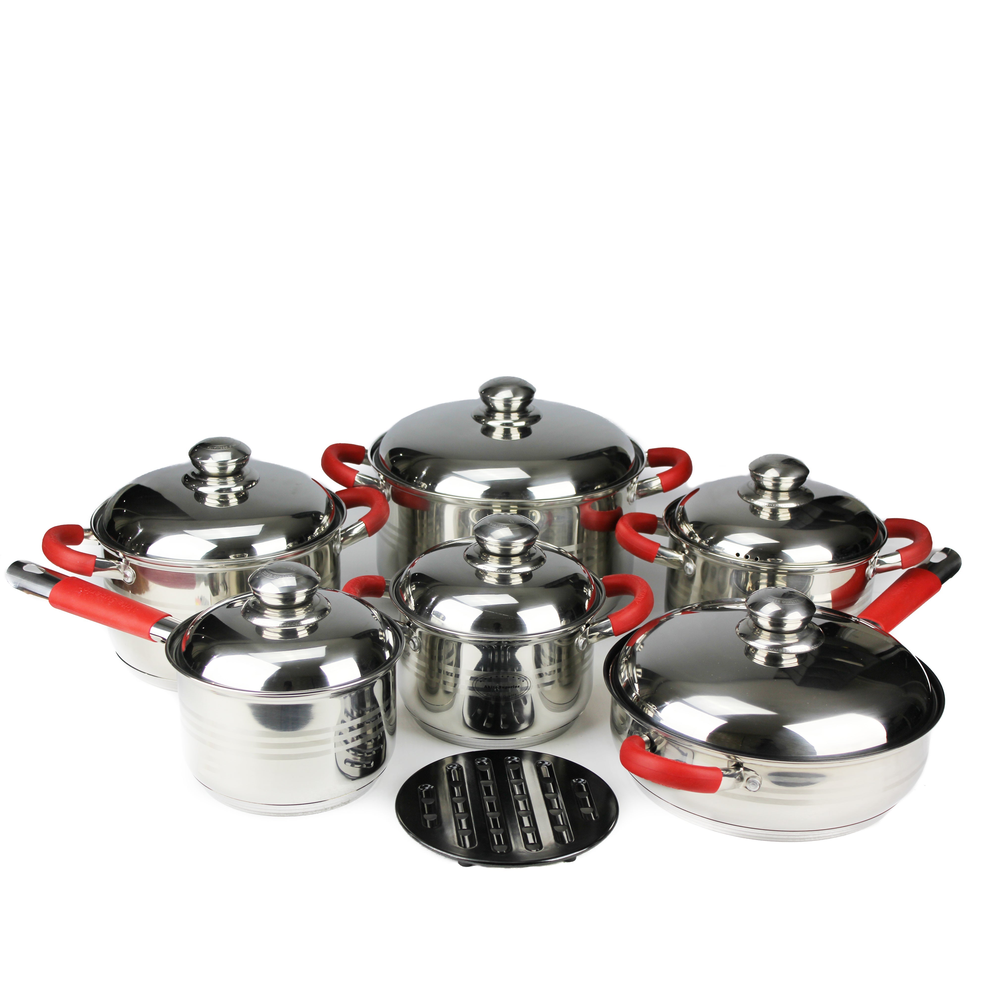 Stainless Steel Induction Ceramic Cookware Set Casserole Frypan Saucepan 12 Pcs
