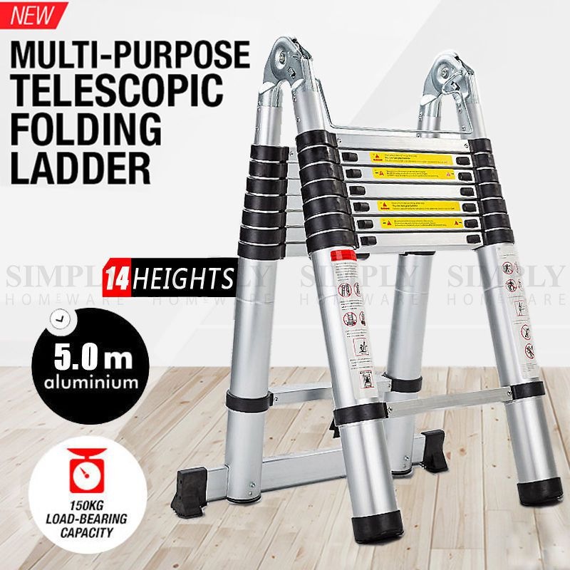 Buy Telescopic Aluminium Ladder Multipurpose 3.8 5M Folding Step ...