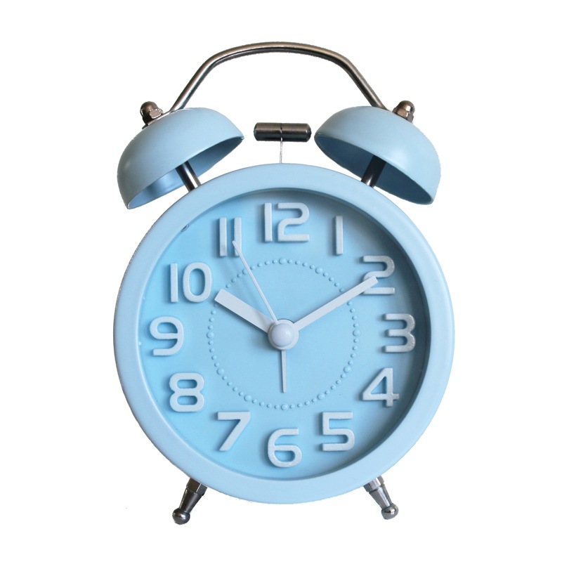 Sharp Twin Bell Alarm Clock - Loud Vintage Style Clock For Heavy Sleepers, Battery Operated With Backlight (Matte Cornflower Blue)