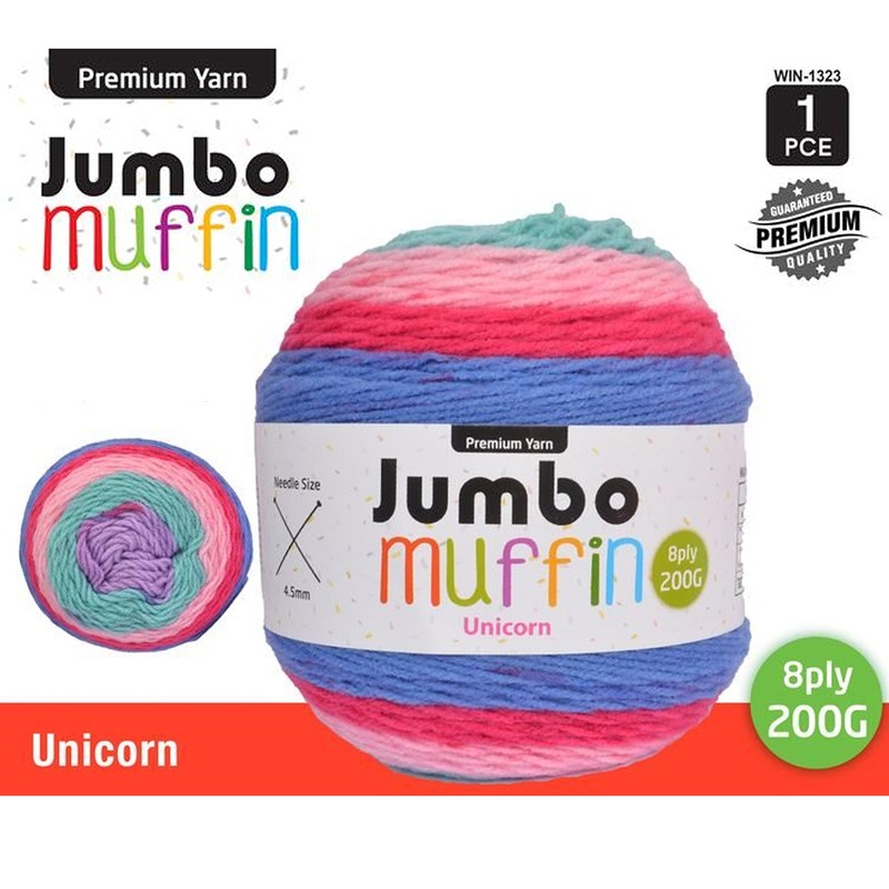 Buy Yarn Jumbo Muffin Premium Knitting Colour Colourful 8ply 200g Crotchet Acrylic MyDeal