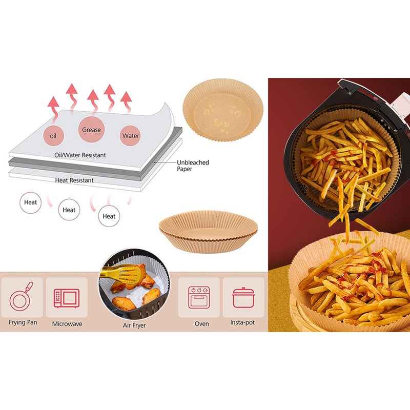 30/50/100Pcs Air Fryer Paper Liners, Non-Stick Disposable Oil-proof Baking  Paper Liners for Oven Air Fryer Microwave Frying Pan Baking Roasting  Chicken, French Fries, Egg Tarts 
