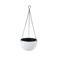 2X Landen Rattan Hanging Plant Pots Flower Baskets Hanger Self Holder Wall S L M