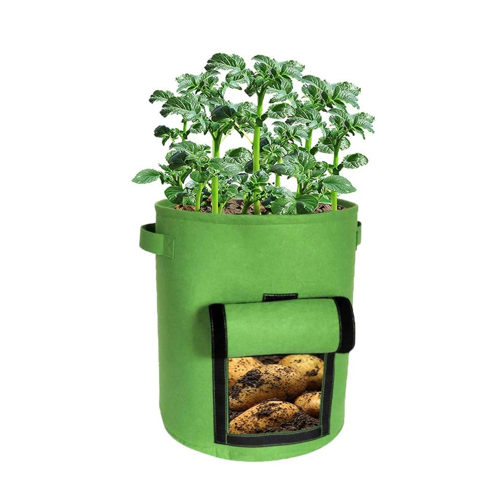 4 Gallon Green Potato Grow Planter Container Bag Pouch Root Planting Pot Side Window Breathable