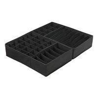 Vivva 4pcs/set Black Drawer Organizer Divider Bra Sock Underwear Storage Foldable Closet Box