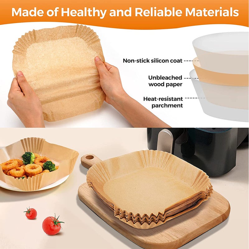 20CM (8 Inch) Square Air Fryer Liners Disposable 8 Inch Set