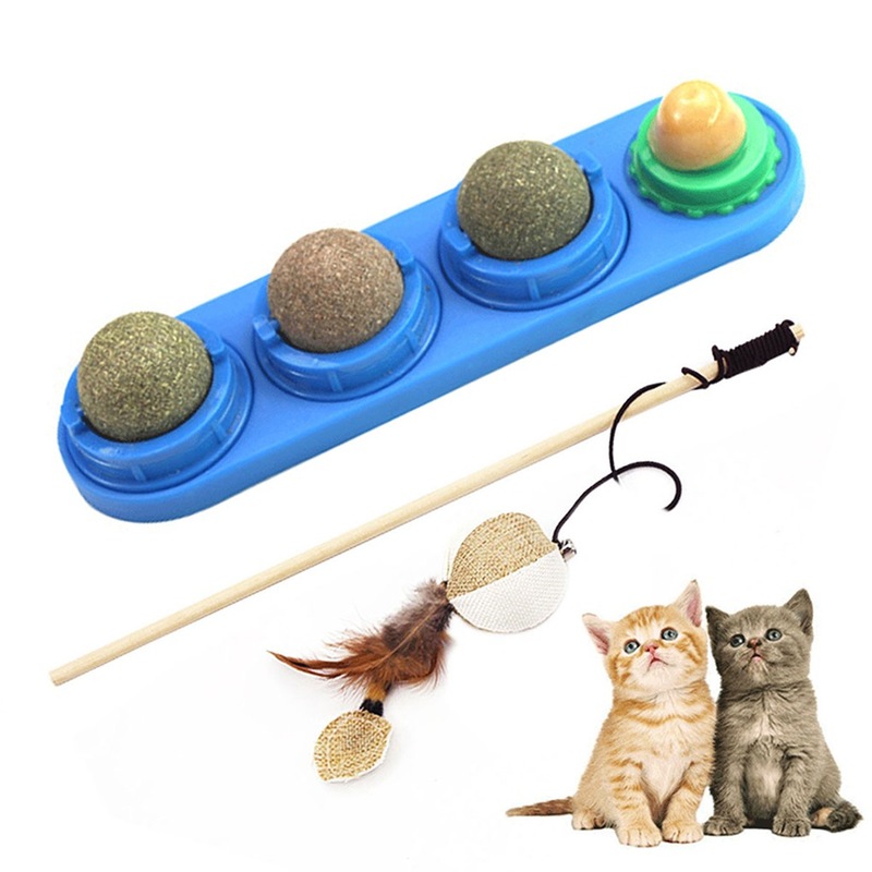 Buy Cat Toy Catnip Ball Lick Solid Nutrition Ball Help Digestion Wall