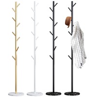 Coat Rack Steel Clothes Stand Tree Hanger Hat Garment Hook Organizer Marble Base-3 Colours