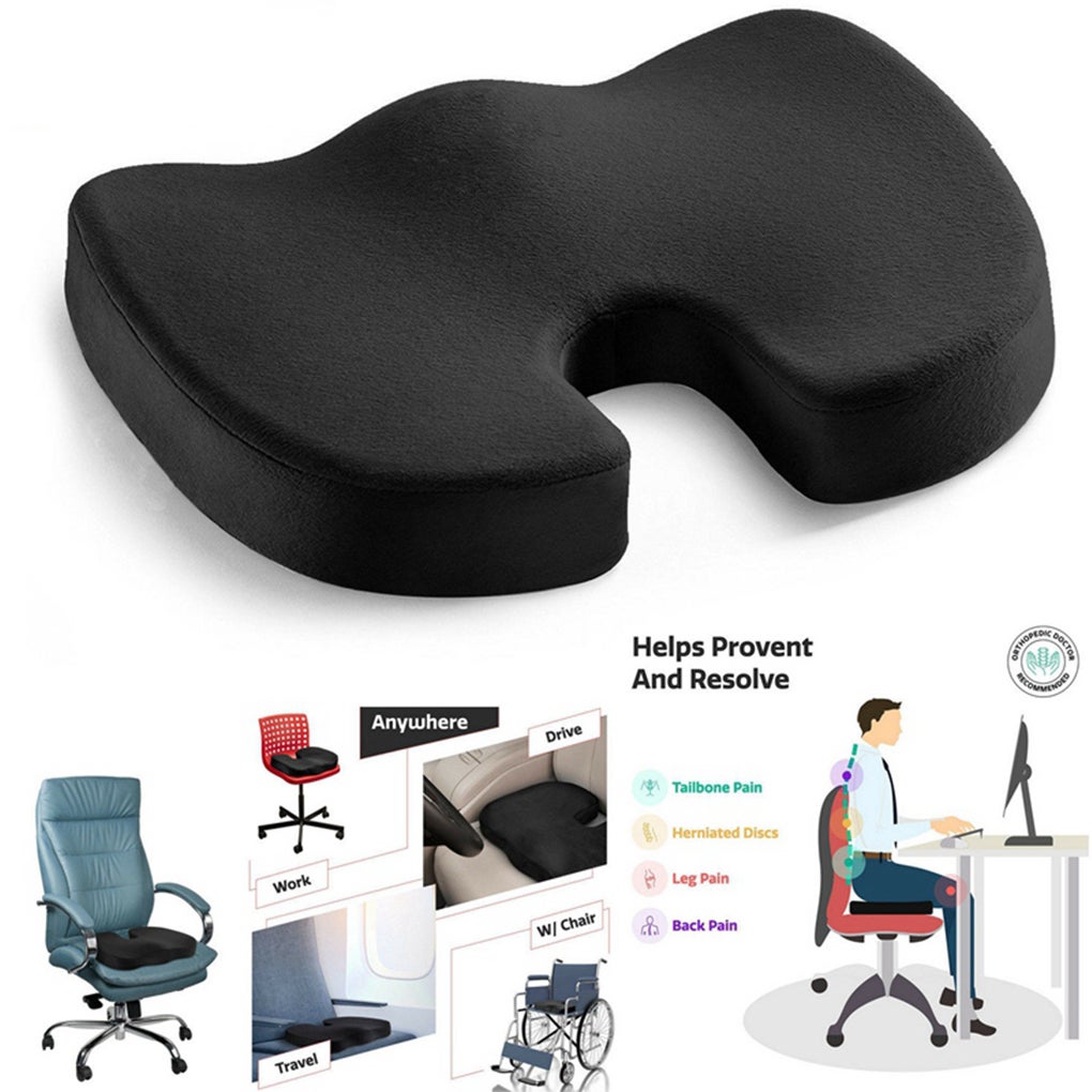 100% Memory Foam Pillows for Car Sciatica and Improves Posture. Relieves Coccyx Lumbar Pain Office and Home Chairs Tailbone Ultimate Pro Set: Ergonomic Back and U-Shaped Pro Seat Cushions 