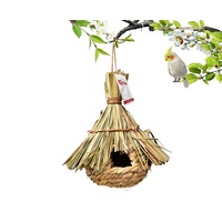 Qttie Bird Nest Breeding Box Grass Weave Canary Finch Budgie House-5 Choices