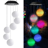 Solar Light Wind Chimes Powered LED Garden Hanging Spinner Lamp Color Changing Ball
