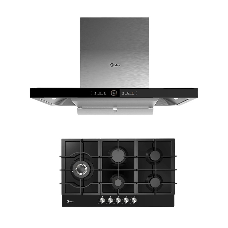 Buy Midea 90cm Black Canopy Rangehood Gesture Control+Midea 90cm Gas