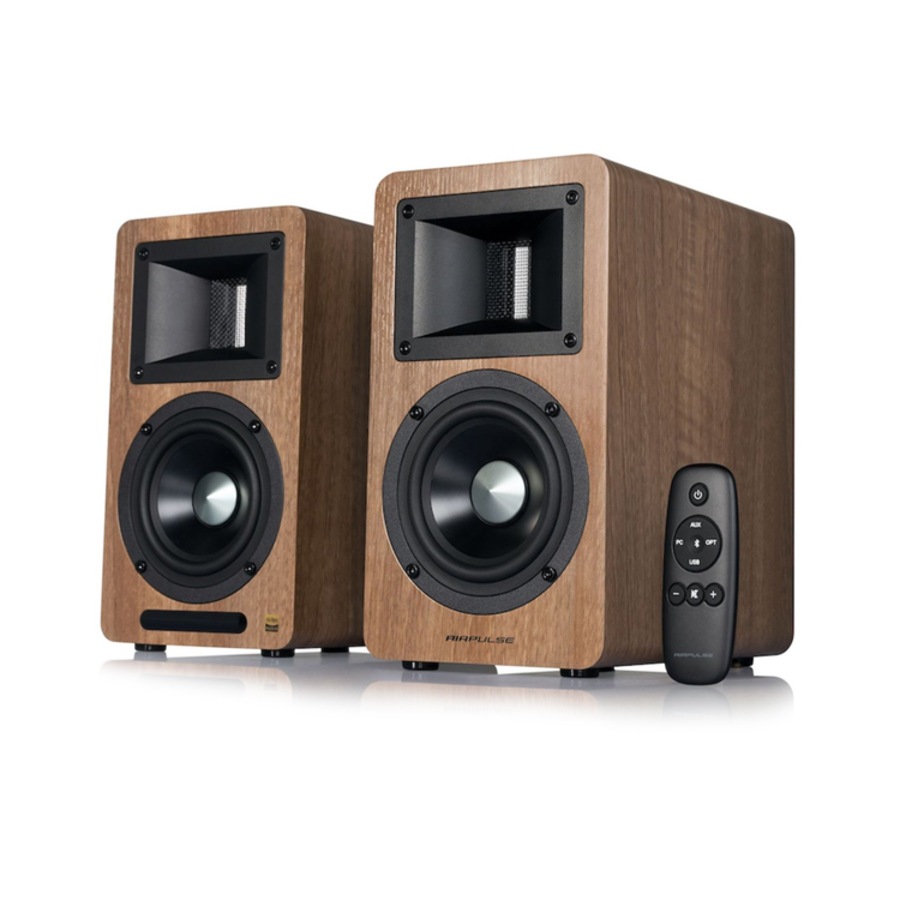 Airpulse A80 Active Hi-Res Bluetooth Speakers - Walnut