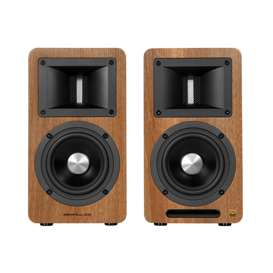Airpulse A80 Active Hi-Res Bluetooth Speakers - Walnut
