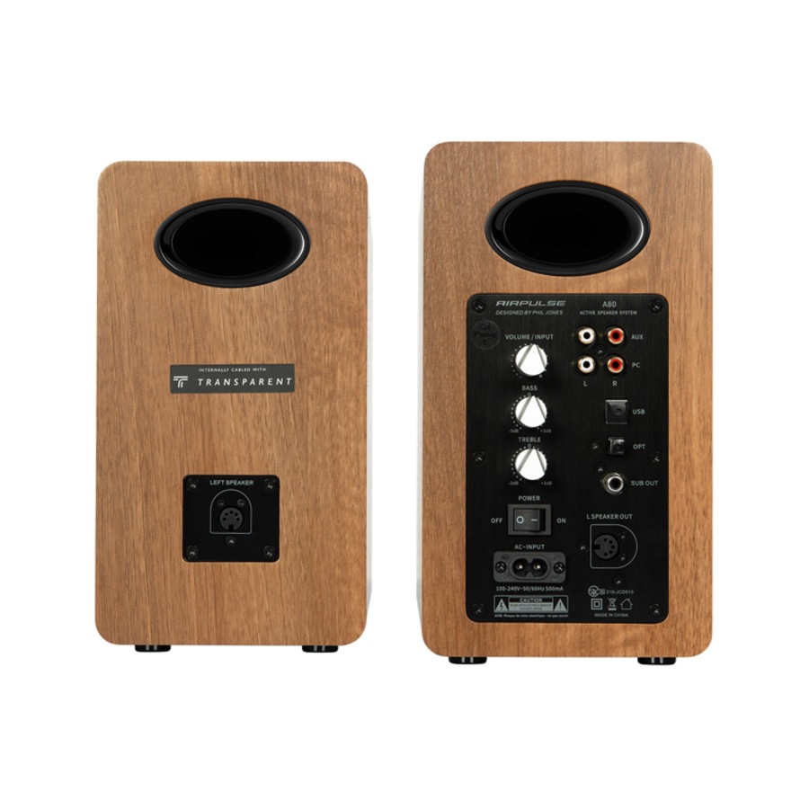 Airpulse A80 Active Hi-Res Bluetooth Speakers - Walnut