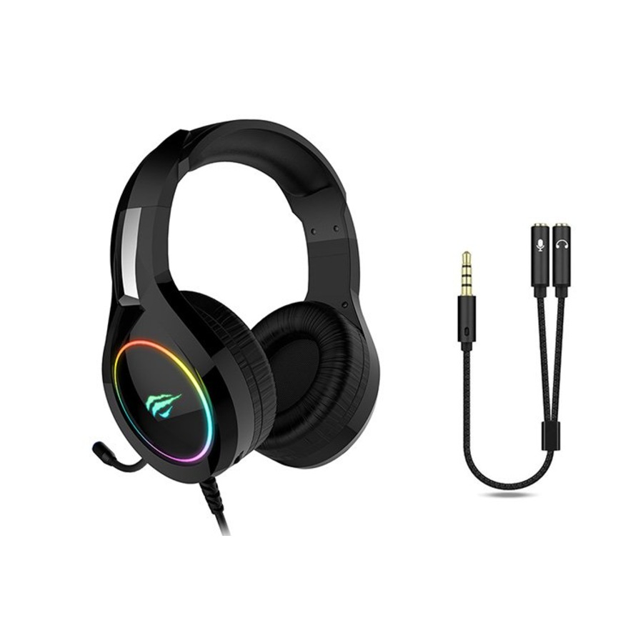 Havit RGB Gaming Headset + 3.5mm Headset Mic Splitter Xbox