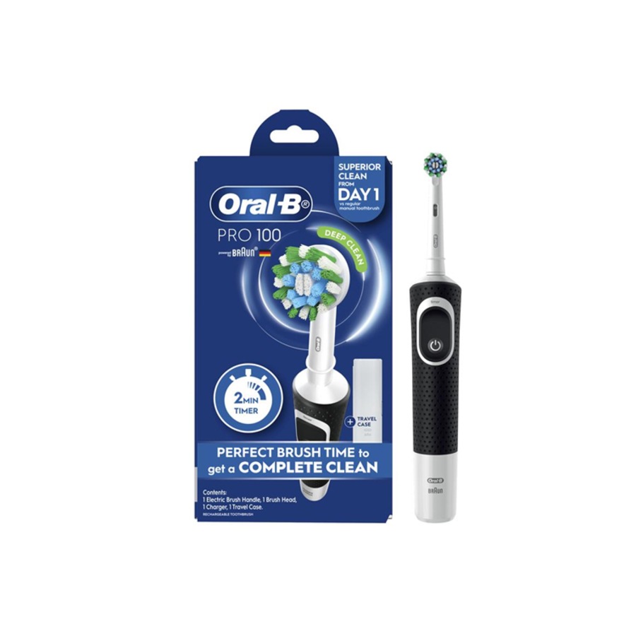 Oral-B Pro 100 Vitality Cross Action Electric Toothbrush w/ Case Black