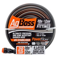 AgBoss 12mm x 30m Premium Garden Hose with Fittings