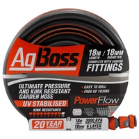 AgBoss 18mm x 18m Garden Hose w/ Fittings