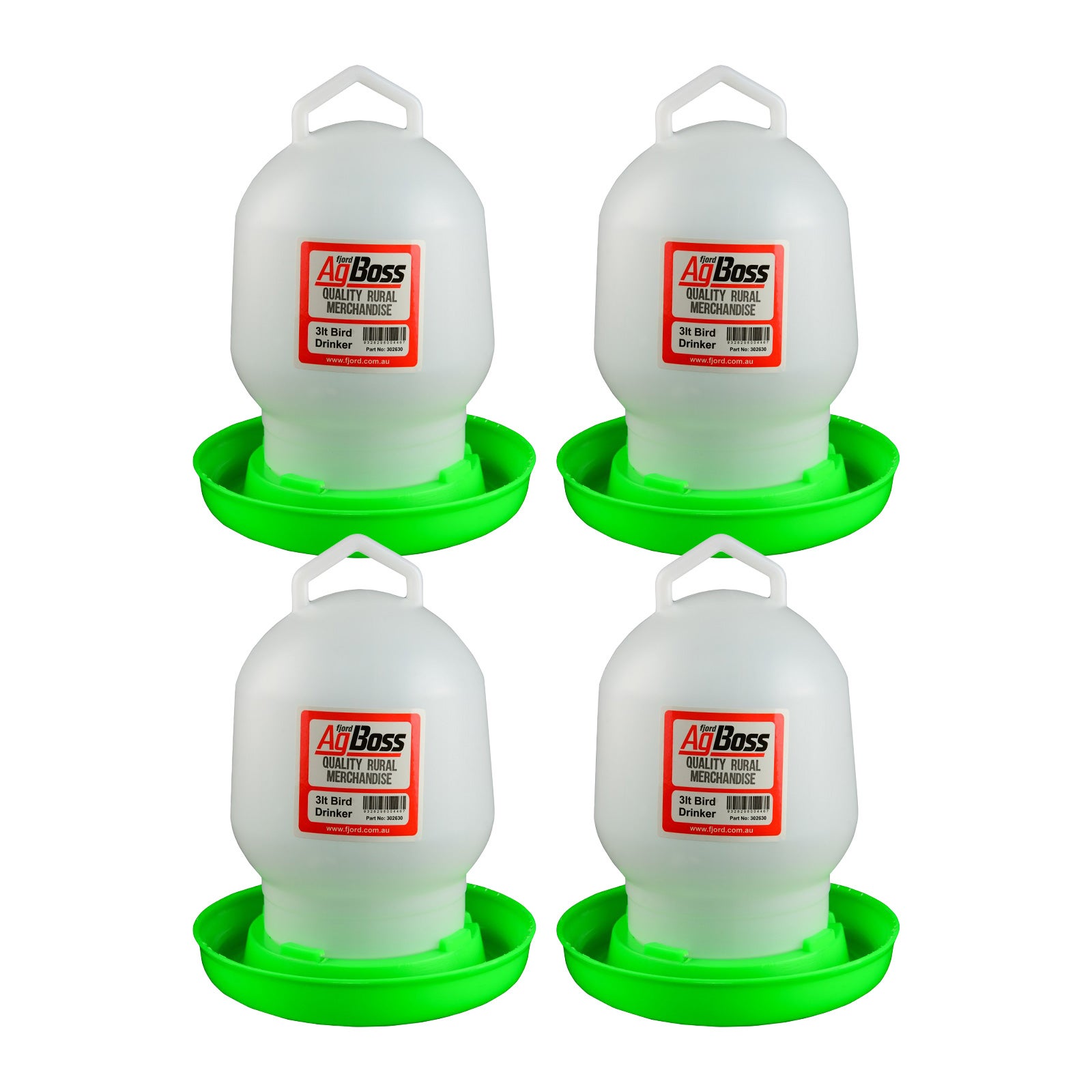 AgBoss 4 Pack of 3L Chicken Poultry Drinkers